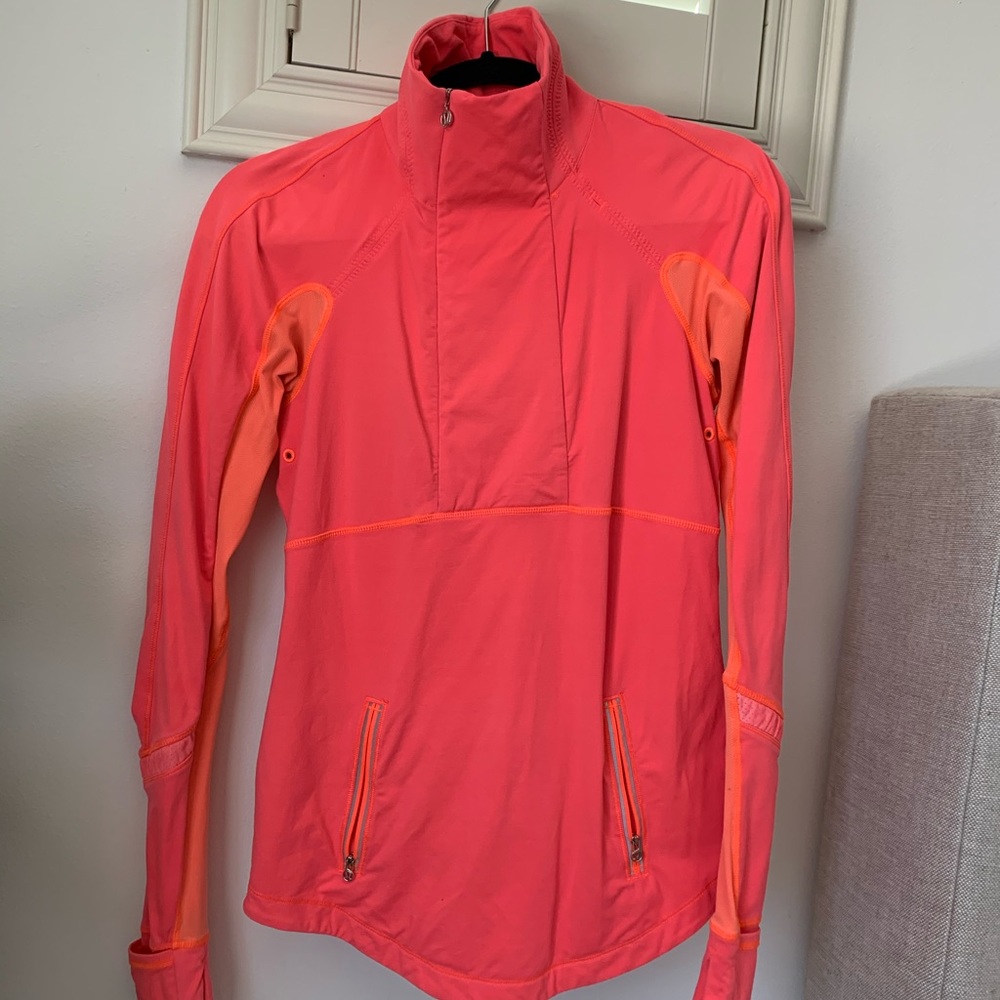 lululemon athletica Coral/Neon Orange Run Pullover Jacket